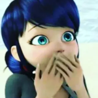 😮 Marinette Dupain-Cheng Miraculous: Tales of Ladybug & Cat Noir marinette, ladybug, miraculous, dibujos animados, impactada, sorprendida, personaje de dibujos animados telegram sticker