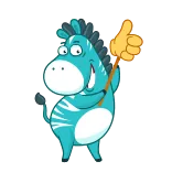 👍 zebra, cartoon, dier, duim omhoog, schattig, blauw telegram sticker