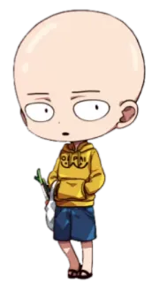 😇 Saitama One-Punch Man Сайтама, Ванпанчмен, Аниме, Чиби, Герой, Манга, Персонаж telegram sticker