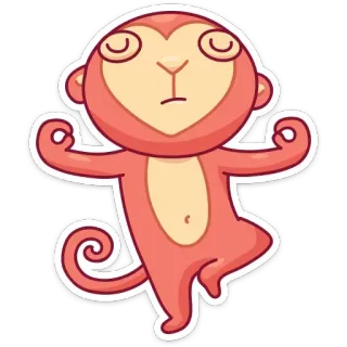 🧘‍♂ 원숭이, 요가, 명상, 동물, 스티커, 만화, 평화로운, 휴식 telegram sticker