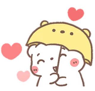 🧺 cute, bear, hearts, love, kawaii, cartoon, animal whatsapp sticker
