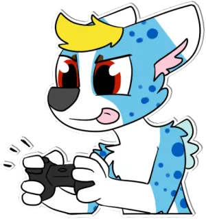 🕹 furry, anthropomorphic, gamer, video games, playing, controller, cartoon, character telegram sticker