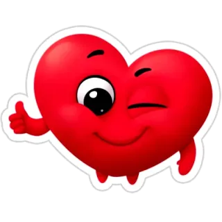 👍 心, 表情符号, 赞, 眨眼, 爱, 可爱 telegram sticker