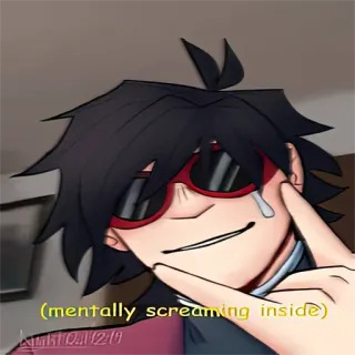 🥲 (mentally screaming inside) สไตล์อนิเมะ, การ์ตูน, อารมณ์, กรีดร้อง, จิตใจ, ร้องไห้ telegram sticker