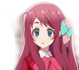❓ animé, fille, cheveux roses, mignon, dessin animé telegram sticker