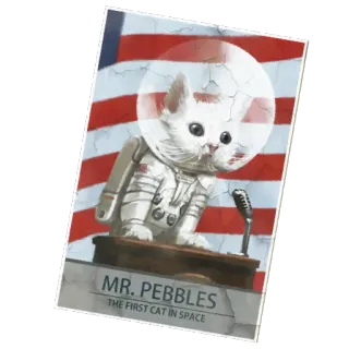 🐱 Mr. Pebbles MR. PEBBLES
THE FIRST CAT IN SPACE cat, space, astronaut, kitten, USA, flag telegram sticker