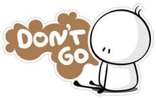 ❤ DON'T GO streepmannetje, verdrietig, bericht, emotioneel, cartoon, verzoek, smekend telegram sticker
