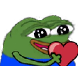 😁 Pepe the Frog pepe, กบ, รัก, หัวใจ, มีม whatsapp sticker