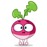 🙄 radis, dessin animé, légume, nourriture, mignon, kawaii, autocollant telegram sticker