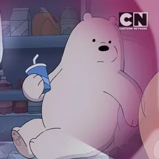 🐻‍❄️ Ice Bear We Bare Bears Cartoon, Eisbär, Bär, We Bare Bears, Tier, Getränk telegram sticker