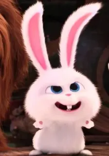 😁 Snowball The Secret Life of Pets rabbit, white fur, cute, cartoon, animal, pet, fluffy telegram sticker
