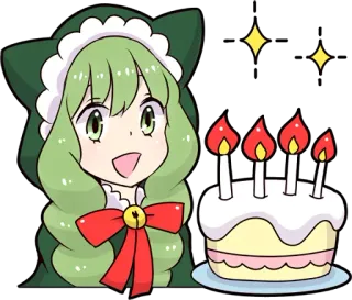 😃 Anime, Kartun, Lucu, Ulang tahun, Perayaan, Kue, Lilin, Kawaii telegram sticker