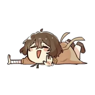 💅 Chibi, Couché, Anime, Dessin animé, Mignon, Joyeux, Fun telegram sticker