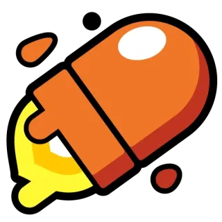 🥉 rocket, missile, weapon, cartoon, orange, fire telegram sticker
