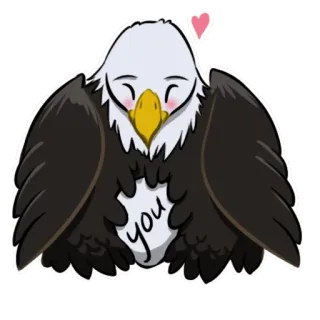 😘 you aigle, oiseau, amour, coeur, mignon, animal, dessin animé telegram sticker