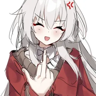 🌵 Anime, Dziewczyna, Środkowy palec, Obraźliwe, Kreskówka telegram sticker
