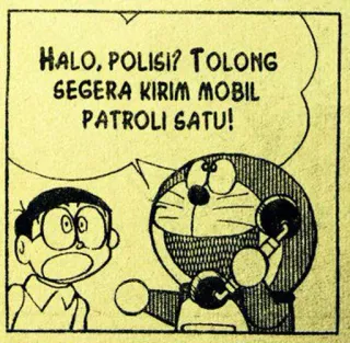 🤙 Doraemon HALO, POLISI? TOLONG SEGERA KIRIM MOBIL PATROLI SATU! Doraemon, Cartoni animati, Polizia, Richiesta di aiuto, Anime whatsapp sticker