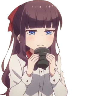 ☕ anime, girl, smug, coffee, cute, character, cartoon telegram sticker