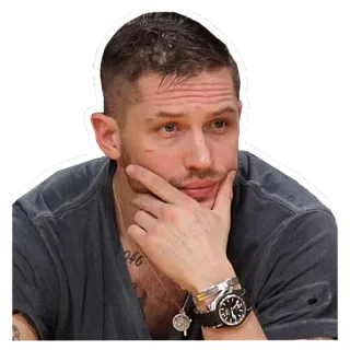 🤔 Tom Hardy attore, celebrità, uomo, pensieroso, ritratto telegram sticker