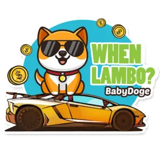 🏎 WHEN LAMBO? crypto, babydoge, doge, lambo, money, currency, meme telegram sticker