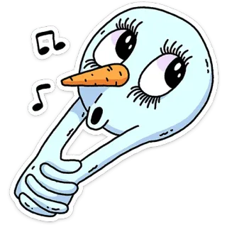 😗 snowman, cartoon, musical, carrot nose, winter, snow, cute, whistle telegram sticker