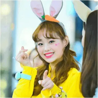 ✖️ 여자, 토끼, 당근, 미소, 귀여운, 소녀 telegram sticker