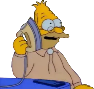 ☎ Abe Simpson The Simpsons Мультфильм, Симпсоны, Эйб Симпсон, Дедушка Симпсон, Телефон, Смешной telegram sticker
