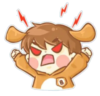 😡 โกรธ, น่ารัก, เสียใจ, การ์ตูน, สุนัข, ฟ้าผ่า, หงุดหงิด telegram sticker