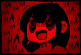 😂 HAHA anime, cartoon, red, creepy, meme, laugh telegram sticker