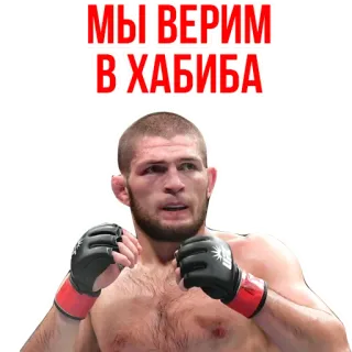 👍 Khabib Nurmagomedov МЫ ВЕРИМ В ХАБИБА khabib, mma, ufc, luchador, nurmagomedov whatsapp sticker