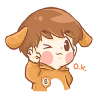 👌 o.k. Desenho animado, Fofo, Menino, Ok, Acordo, Emoji telegram sticker
