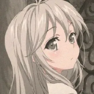 ❤️ animé, fille, cheveux gris, vue de côté telegram sticker