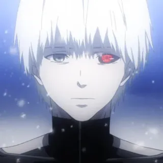 🇦🇴 Ken Kaneki Tokyo Ghoul Anime, Ghoul, Occhio rosso, Capelli bianchi, Oscuro, Soprannaturale telegram sticker