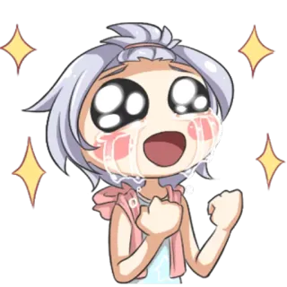 ✨ anime, crying, sparkles, excited, kawaii, cartoon telegram sticker