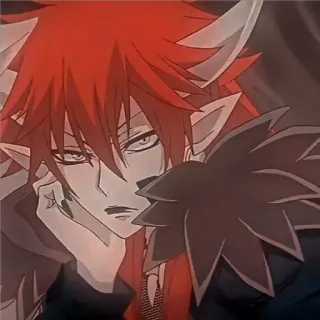 😶 Anime, Demone, Diavolo, capelli rossi, corna, Fantasy whatsapp sticker