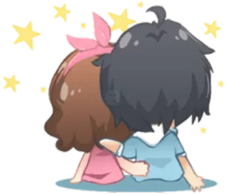 💞 cartoon, animation, couple, love, emotions, anime whatsapp sticker