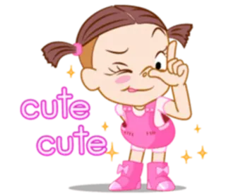 👃 cute cute lindo, chica, rosa, dibujos animados, adorable telegram sticker