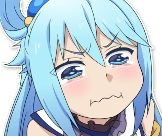 😿 Aqua Konosuba Anime, Chorando, Triste, Konosuba, Aqua, Expressão, Desenho animado telegram sticker