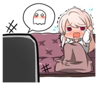 👻 chibi, anime, assustado, fantasma, chorando, desenho animado, kawaii telegram sticker