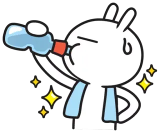 😅 conejo, agua, sudor, ejercicio, fitness, dibujo animado, bebida telegram sticker
