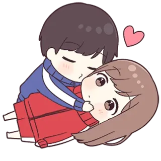 💙 漫画, カップル, 愛, 抱擁, ハート, ロマンス, 関係, 可愛い telegram sticker