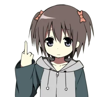 🖕 アニメの女の子, 中指, 侮辱的, 失礼なジェスチャー, 漫画 telegram sticker