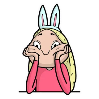 😍 oreilles de lapin, mignon, fille, dessin animé, kawaii telegram sticker