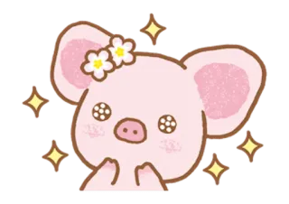 🤩 mono, cerdo, animal, brillo, flor, dibujos animados telegram sticker