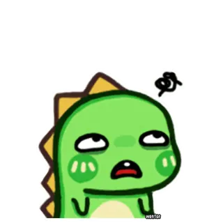 😒 wonfoe 恐龙, 可爱, 绿色, 卡通, 表情符号, 贴纸 whatsapp sticker