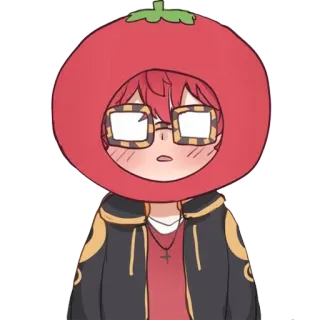 😳 cartoon, anime, character, tomato, glasses, kawaii telegram sticker