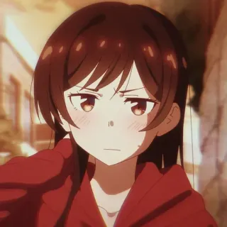 😕 Chizuru Ichinose Rent-A-Girlfriend Anime, Chizuru Ichinose, Rent-a-Girlfriend, Kreskówka, Słodkie, Dziewczyna, Manga whatsapp sticker