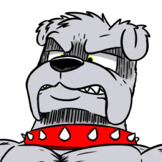 😡 buldog, hond, cartoon, dier, huisdier, halsband, boos, mascotte telegram sticker