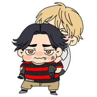 ❤️ @HAWKS Anime, Chibi, Ôm, Hoạt hình, Nhân vật telegram sticker