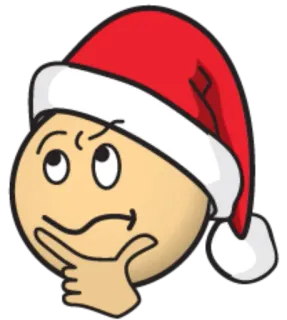 🤔 emoji, natale, cappello di babbo natale, pensando, cartone animato telegram sticker